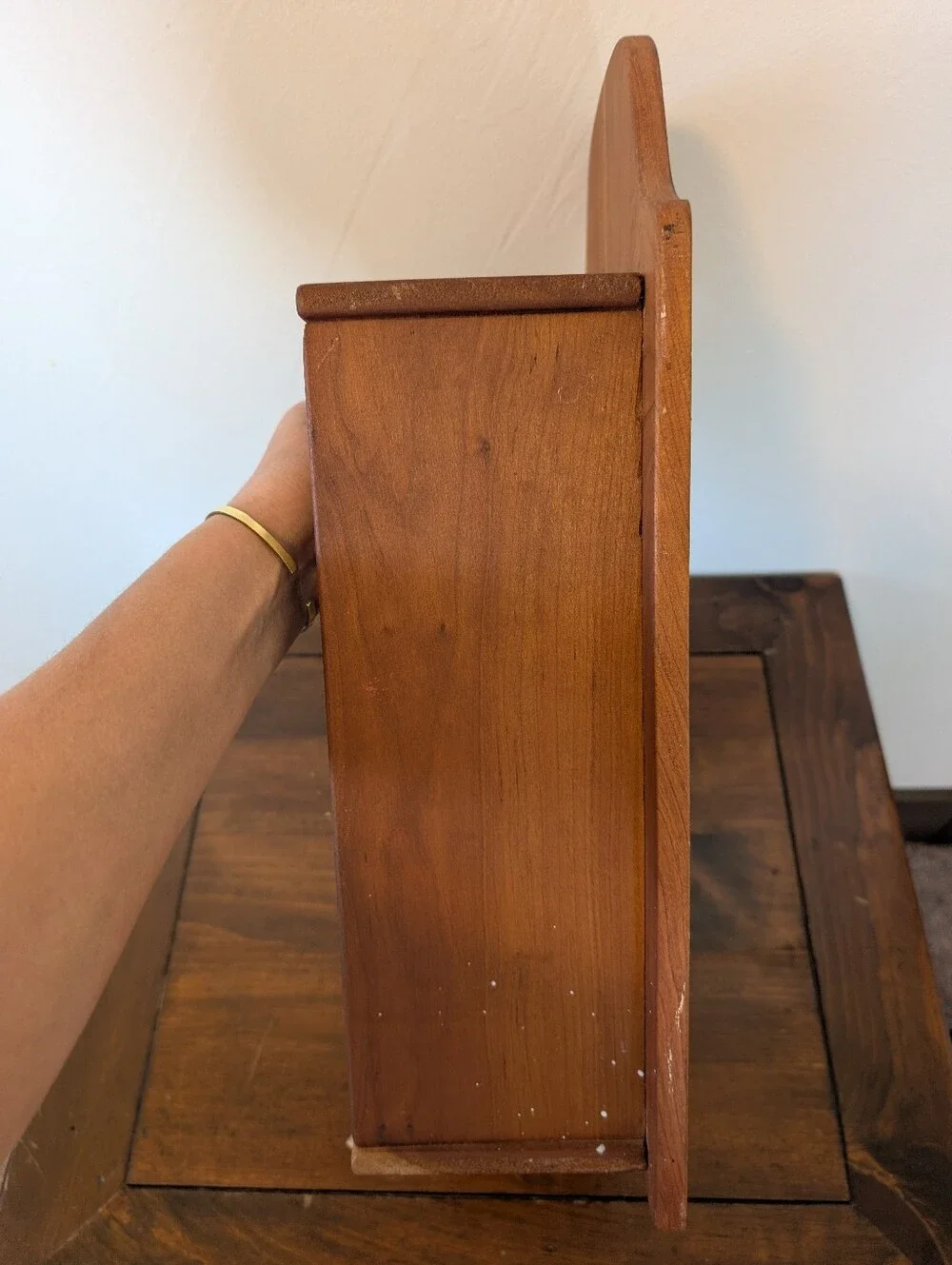 Vintage, solid wood, hanging curio cabinet